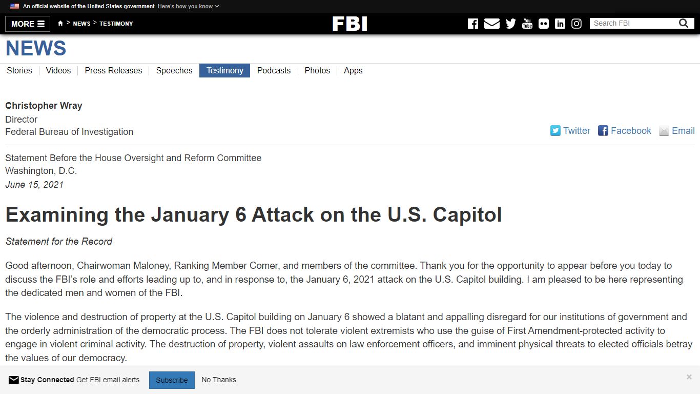 Examining the January 6 Attack on the U.S. Capitol — FBI